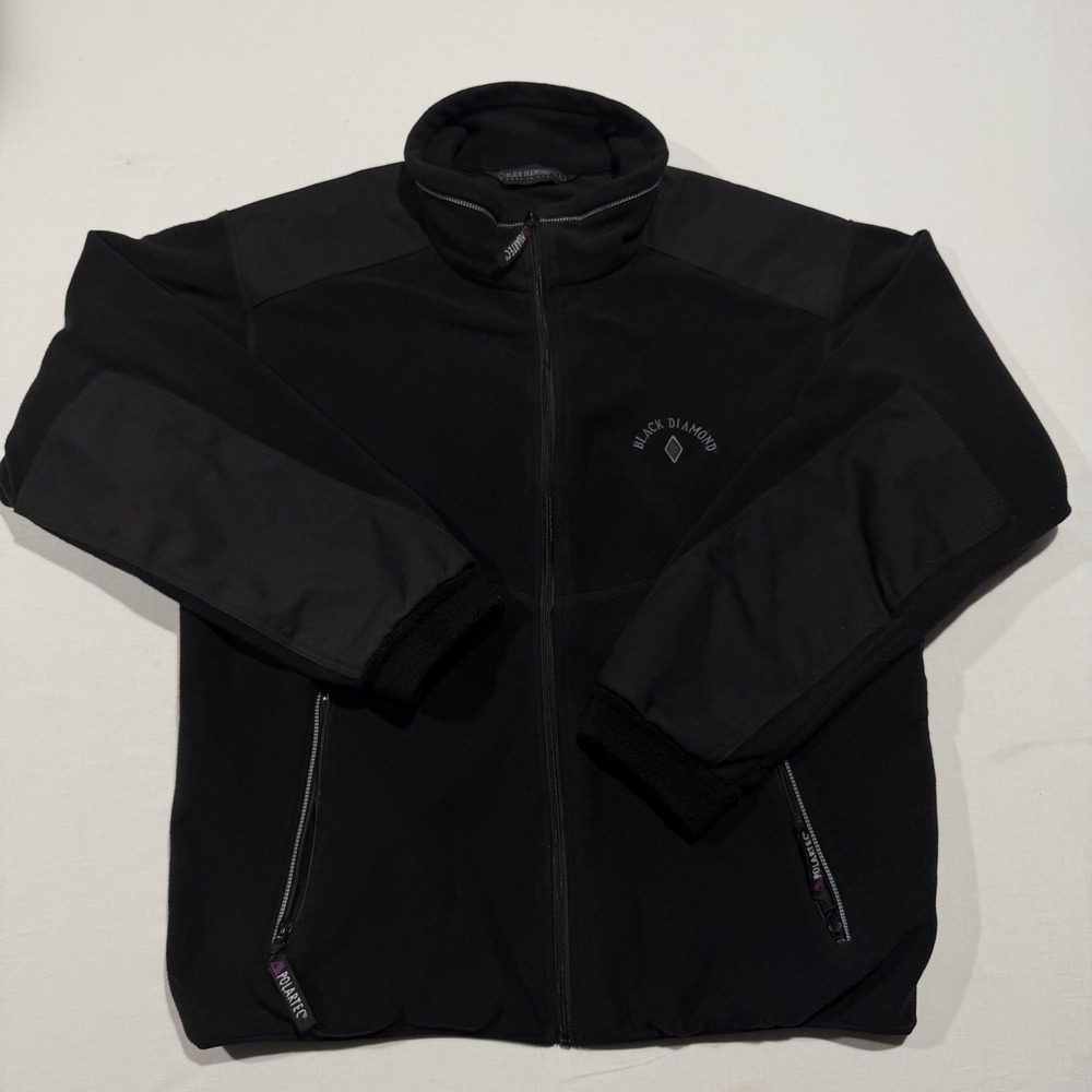 Vintage Black Diamond Polartec Fleece Jacket Mens L Made USA Black Full Zip 90s